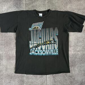 Men's Vintage 90's Salem Jacksonville Jaguars Black Banned Logo T Shirt Tee Sz L
